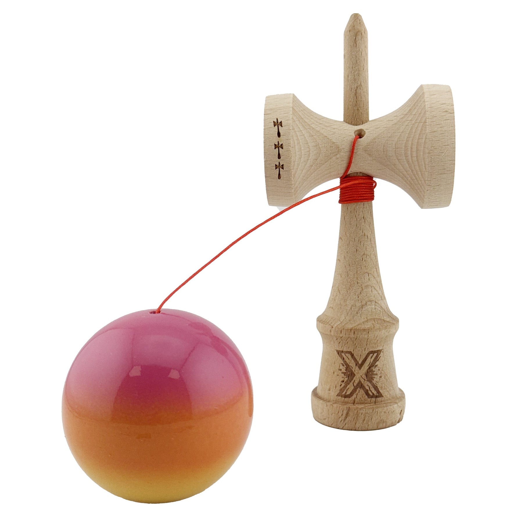 Kendama X Originala, Profesionala, Flippy, Big Cups V2, Super Sticky Cupe Mari, Rulment Metalic cu Ata 55 cm,