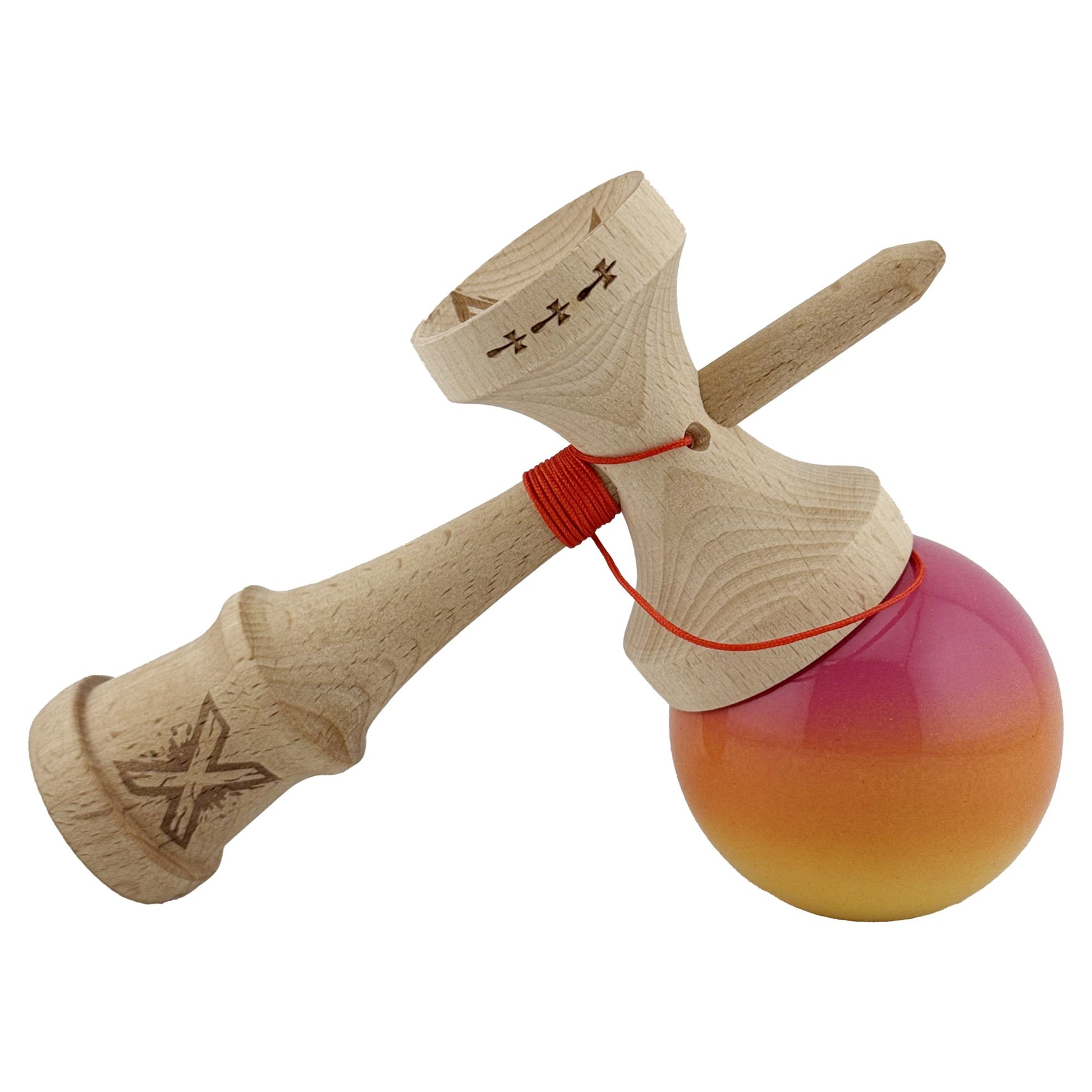 Kendama X Originala, Profesionala, Flippy, Big Cups V2, Super Sticky Cupe Mari, Rulment Metalic cu Ata 55 cm,