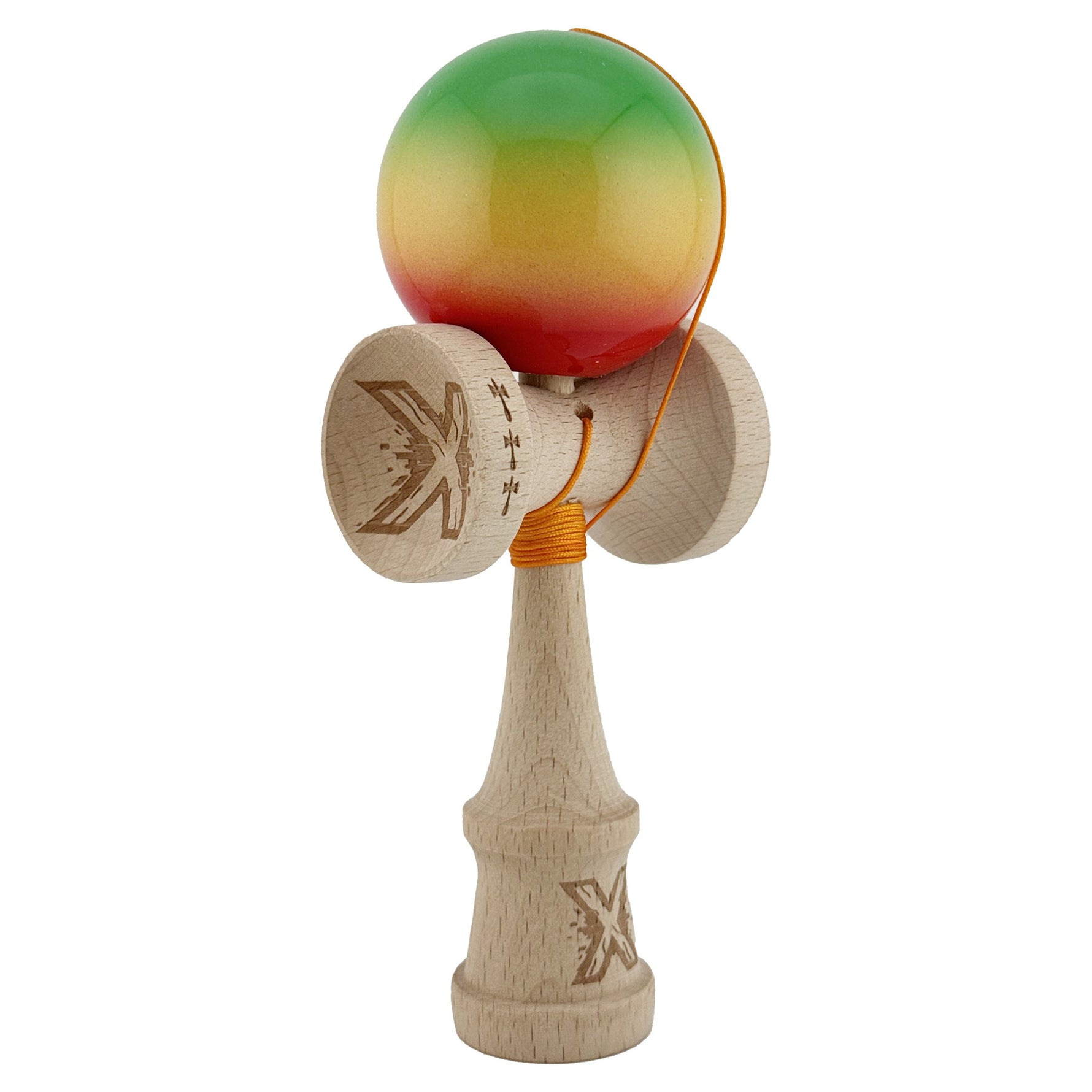 Kendama X Originala, Profesionala, Flippy, Big Cups V2, Super Sticky Cupe Mari, Rulment Metalic cu Ata 55 cm,