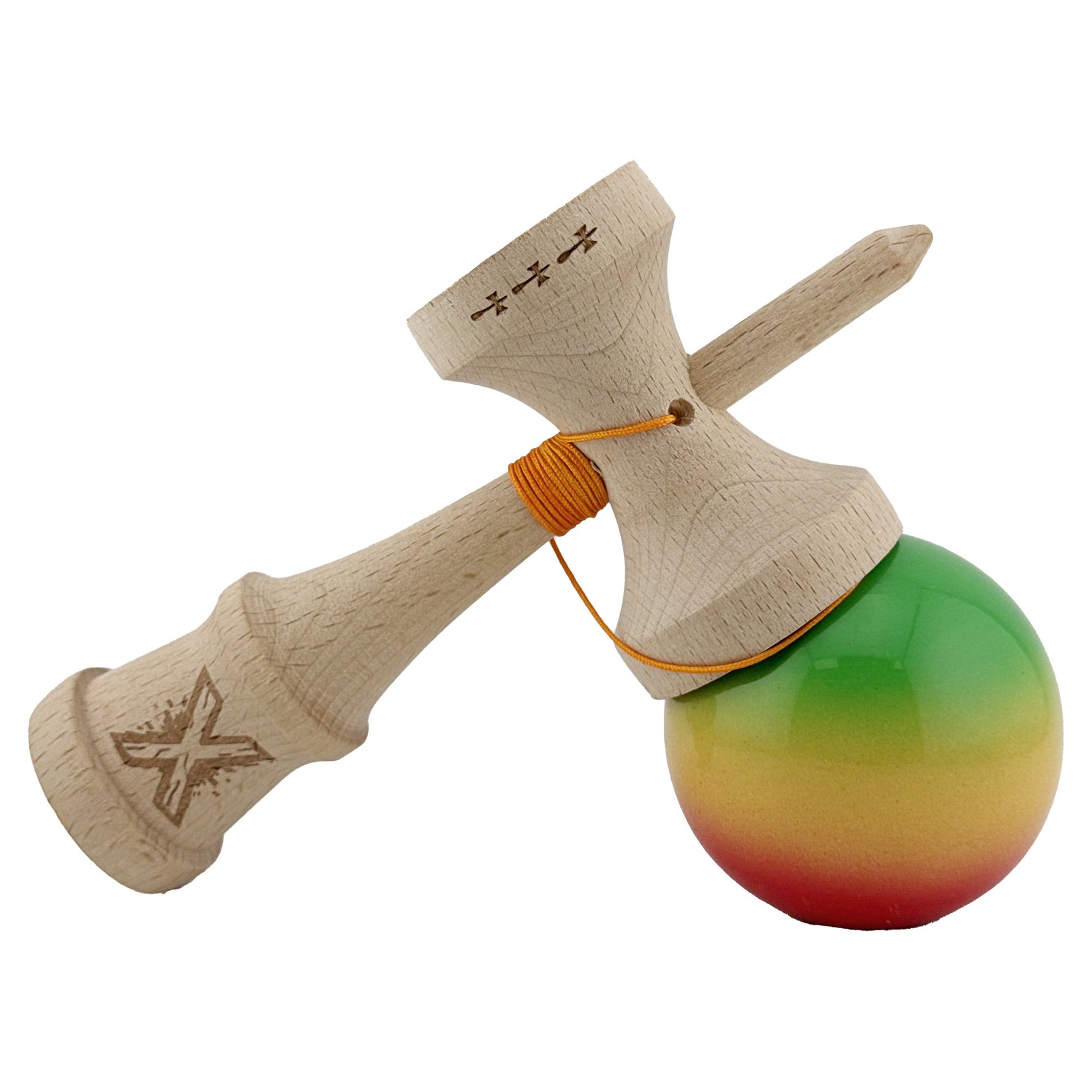 Kendama X Originala, Profesionala, Flippy, Big Cups V2, Super Sticky Cupe Mari, Rulment Metalic cu Ata 55 cm,
