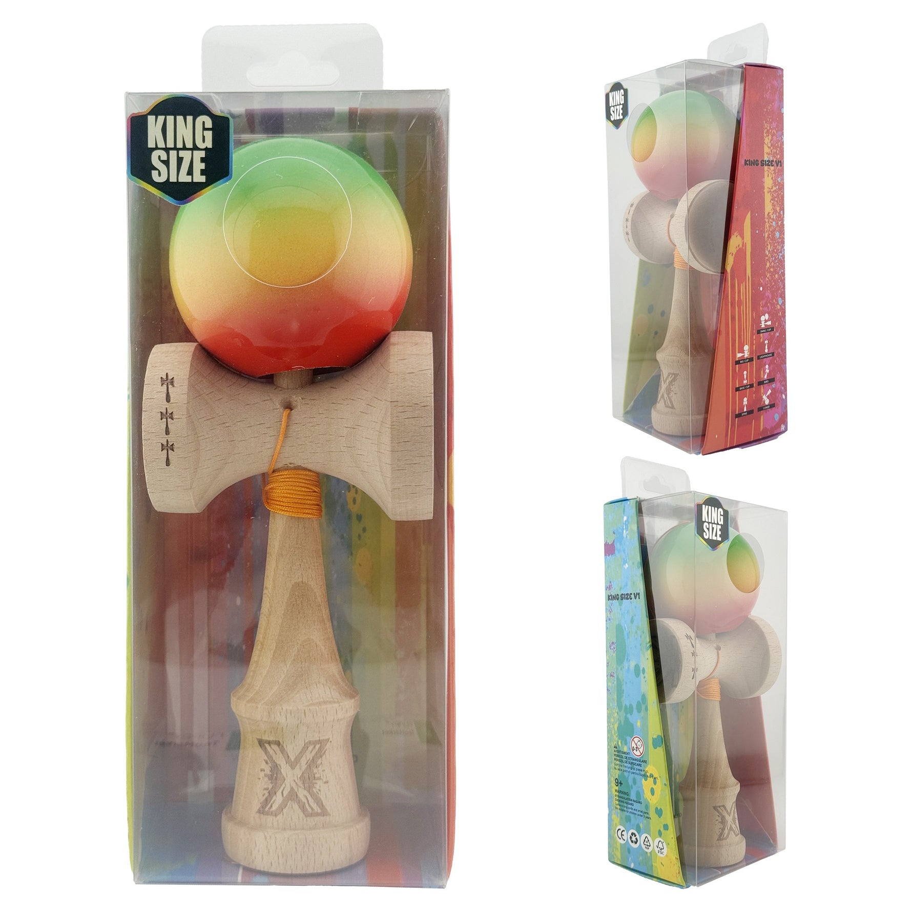 Kendama X Originala, Profesionala, Flippy, Big Cups V2, Super Sticky Cupe Mari, Rulment Metalic cu Ata 55 cm,
