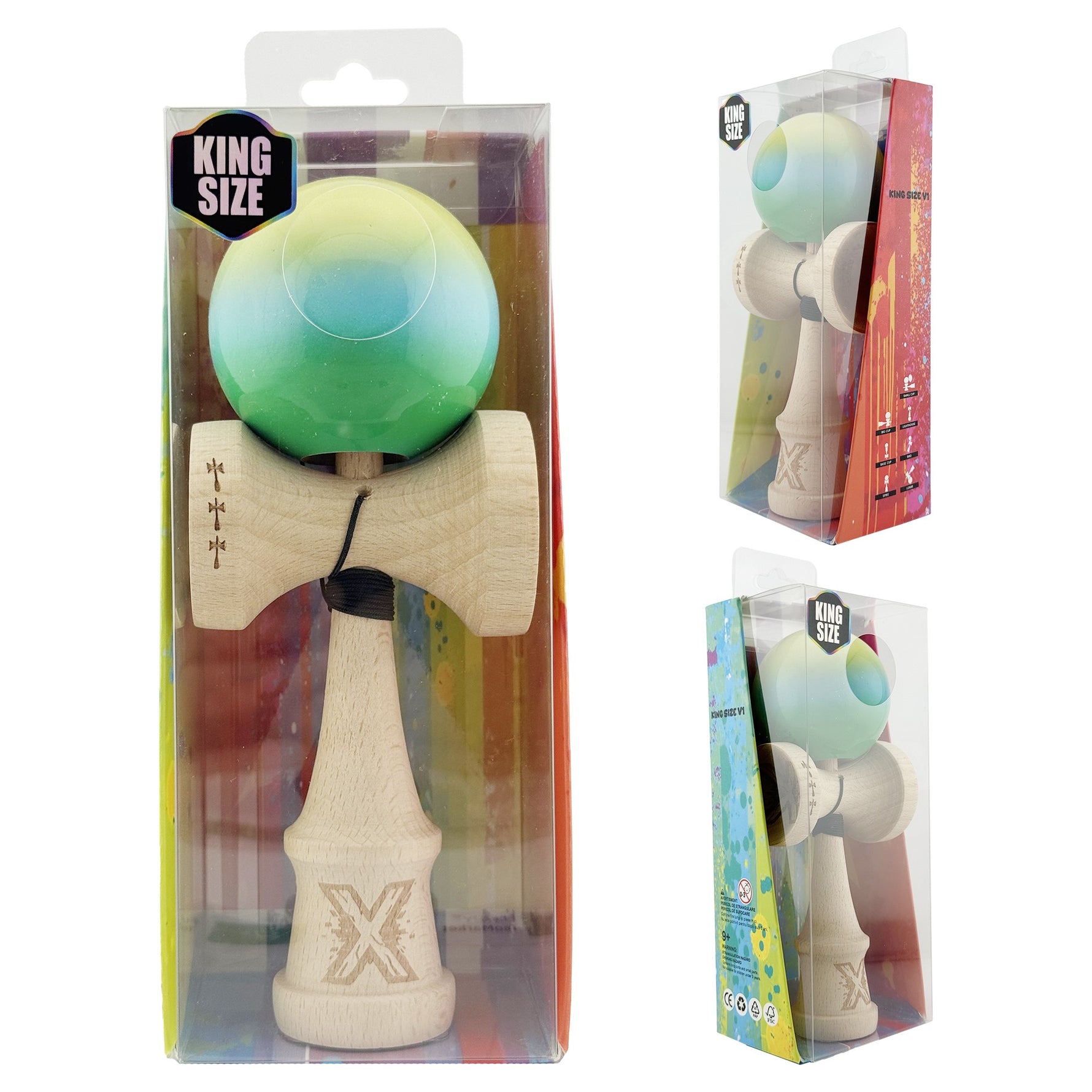 Kendama X Originala, Profesionala, Flippy, Big Cups V2, Super Sticky Cupe Mari, Rulment Metalic cu Ata 55 cm,