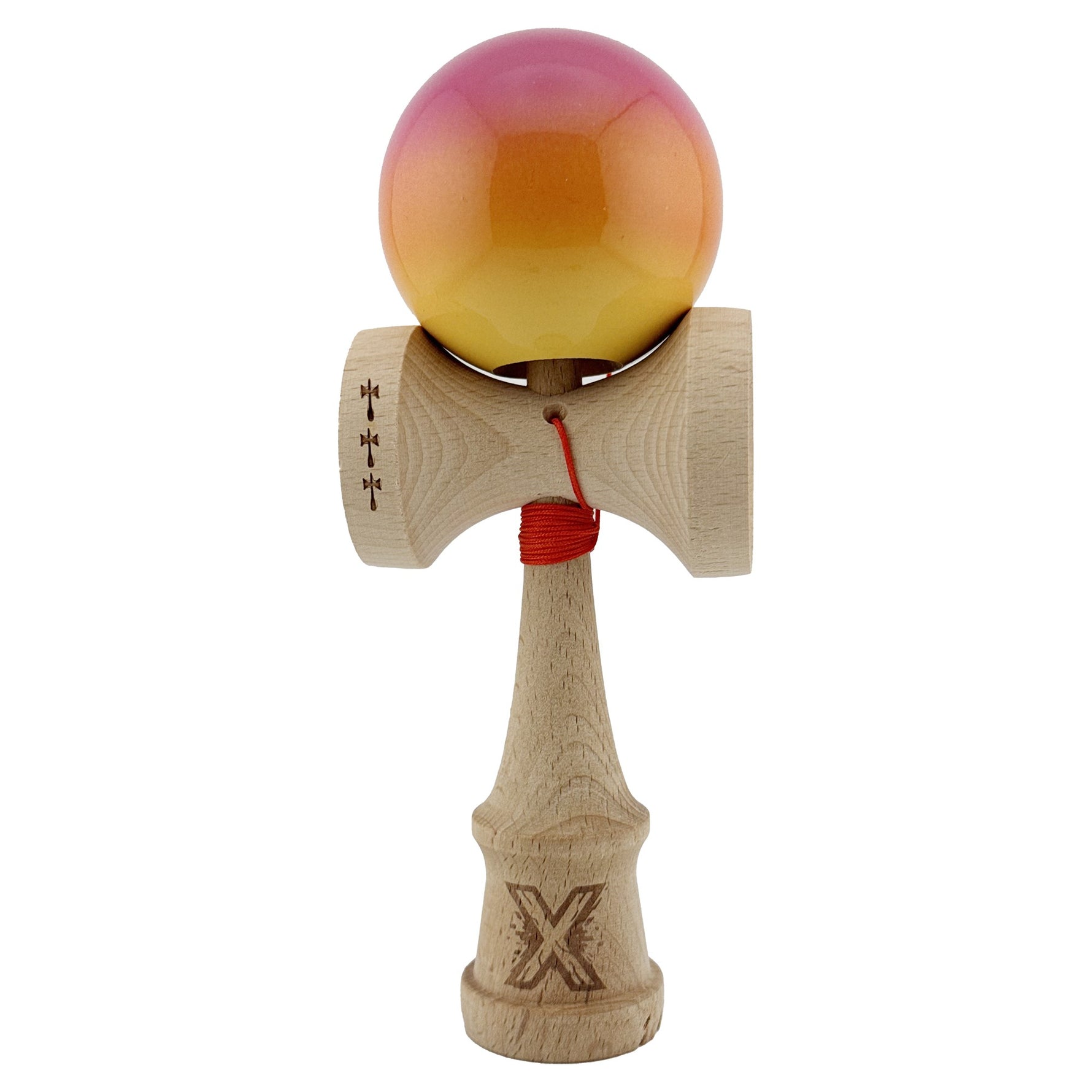 Kendama X Originala, Profesionala, Flippy, Big Cups V2, Super Sticky Cupe Mari, Rulment Metalic cu Ata 55 cm,
