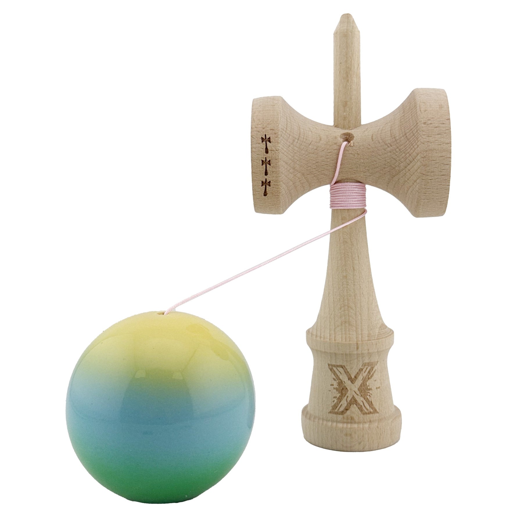 Kendama X Originala, Profesionala, Flippy, Big Cups V2, Super Sticky Cupe Mari, Rulment Metalic cu Ata 55 cm,