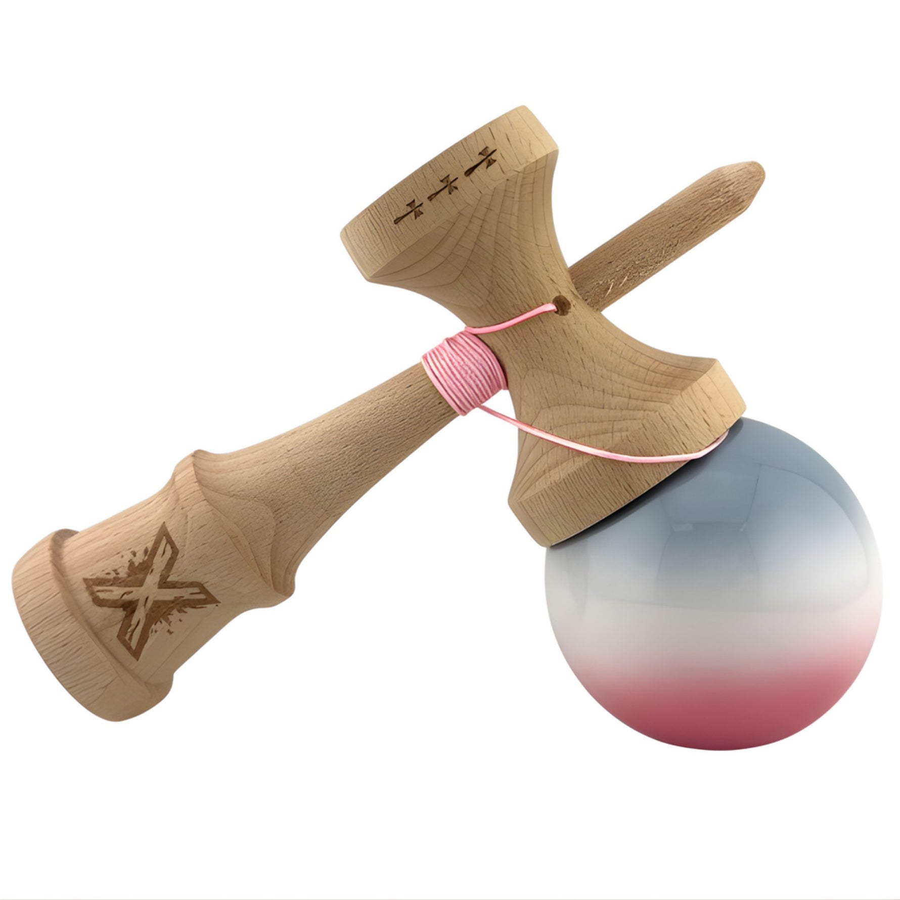 Kendama X Originala, Profesionala, Flippy, Big Cups V2, Super Sticky Cupe Mari, Rulment Metalic cu Ata 55 cm, Gradient