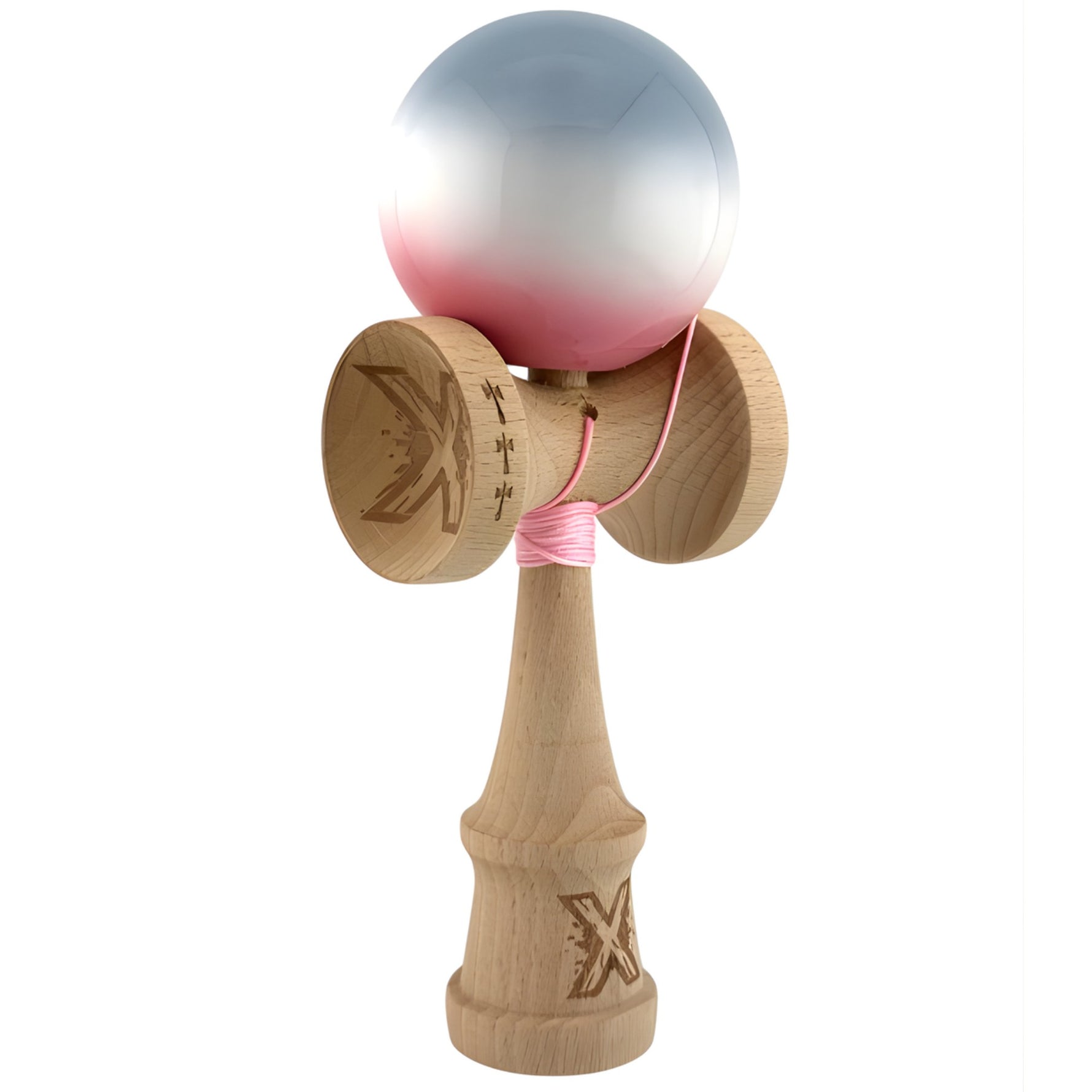 Kendama X Originala, Profesionala, Flippy, Big Cups V2, Super Sticky Cupe Mari, Rulment Metalic cu Ata 55 cm, Gradient