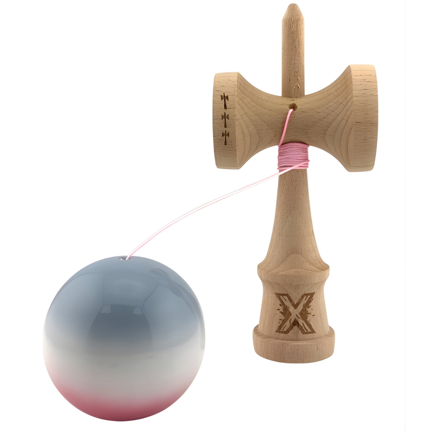 Kendama X Originala, Profesionala, Flippy, Big Cups V2, Super Sticky Cupe Mari, Rulment Metalic cu Ata 55 cm, Gradient