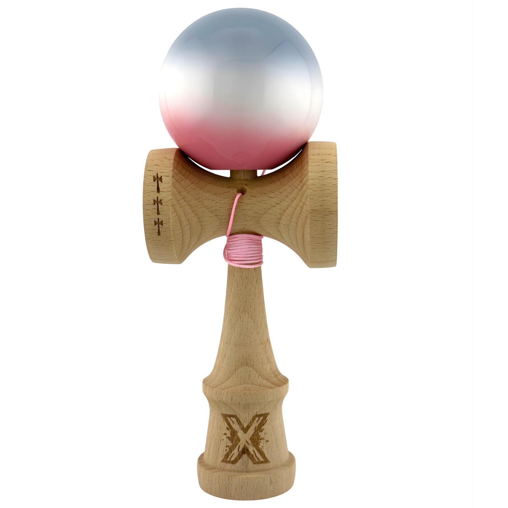Kendama X Originala, Profesionala, Flippy, Big Cups V2, Super Sticky Cupe Mari, Rulment Metalic cu Ata 55 cm, Gradient