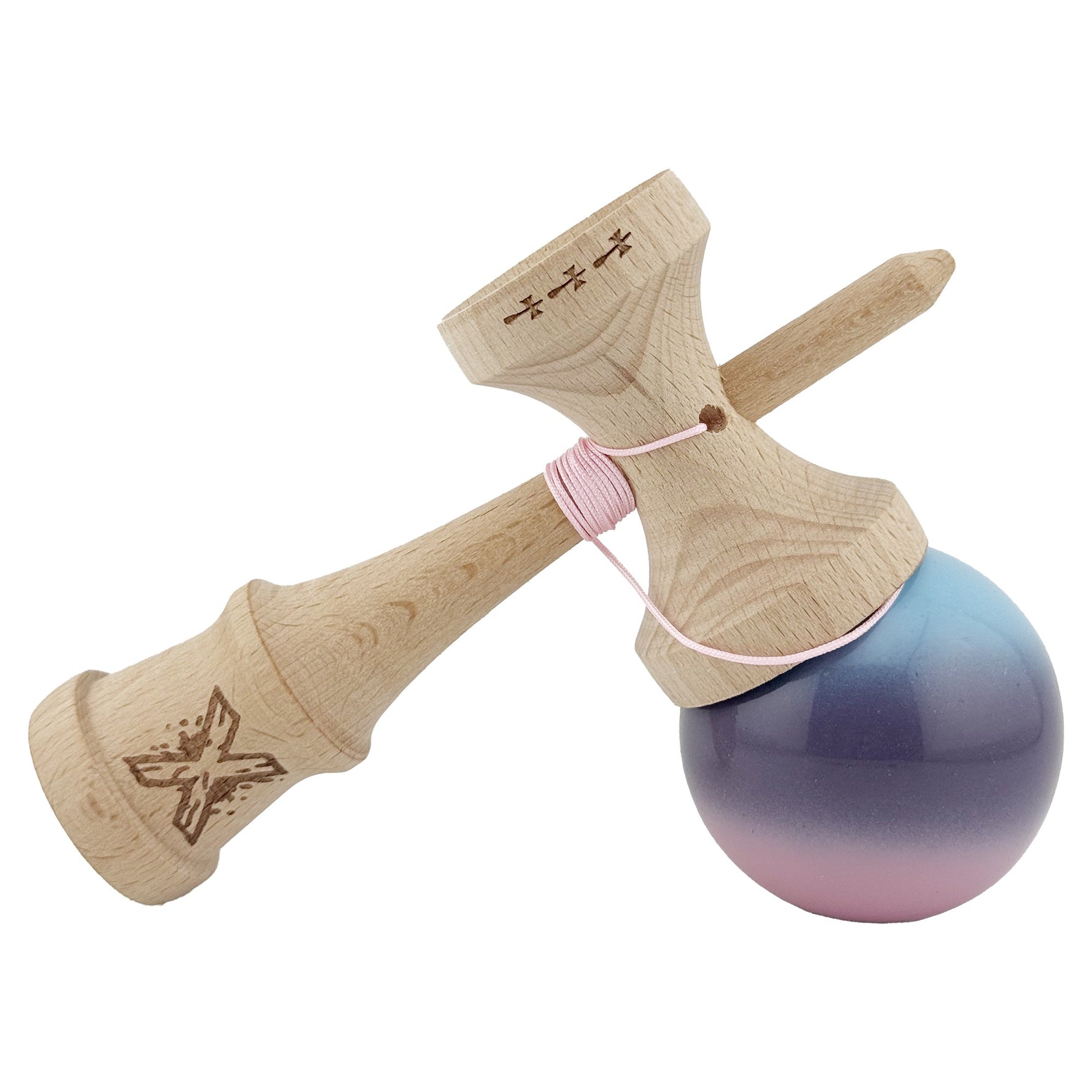 Kendama X Originala, Profesionala, Flippy, Big Cups V2, Super Sticky cu Cupe Mari, din lemn 18 cm, Rulment Metalic cu
