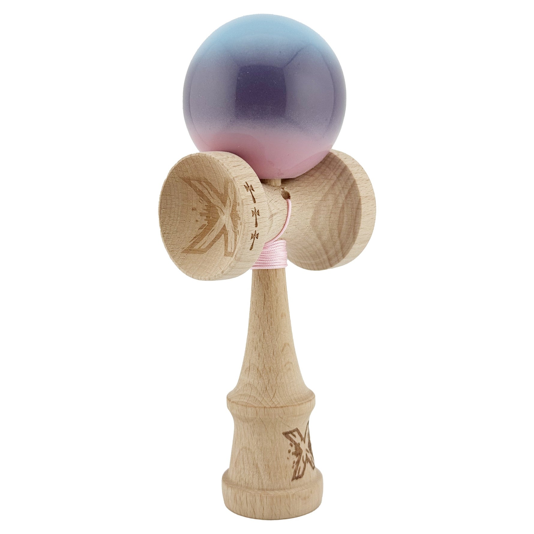 Kendama X Originala, Profesionala, Flippy, Big Cups V2, Super Sticky cu Cupe Mari, din lemn 18 cm, Rulment Metalic cu
