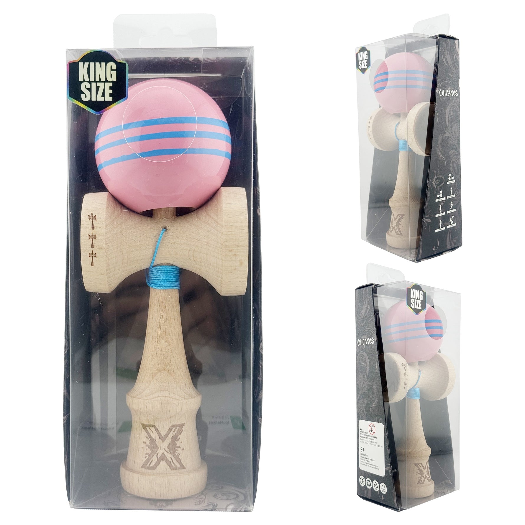 Kendama X Originala, Profesionala, Flippy, Big Cups V2, Super Sticky Legendary Cupe Mari, Rulment Metalic cu Ata 55 cm,