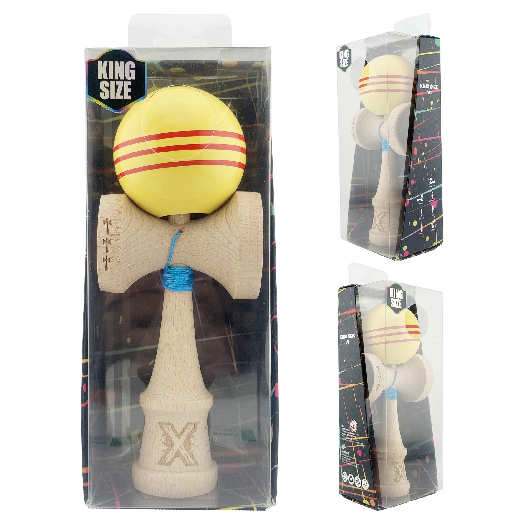 Kendama X Originala, Profesionala, Flippy, Big Cups V2, Super Sticky Legendary Cupe Mari, Rulment Metalic cu Ata 55 cm,