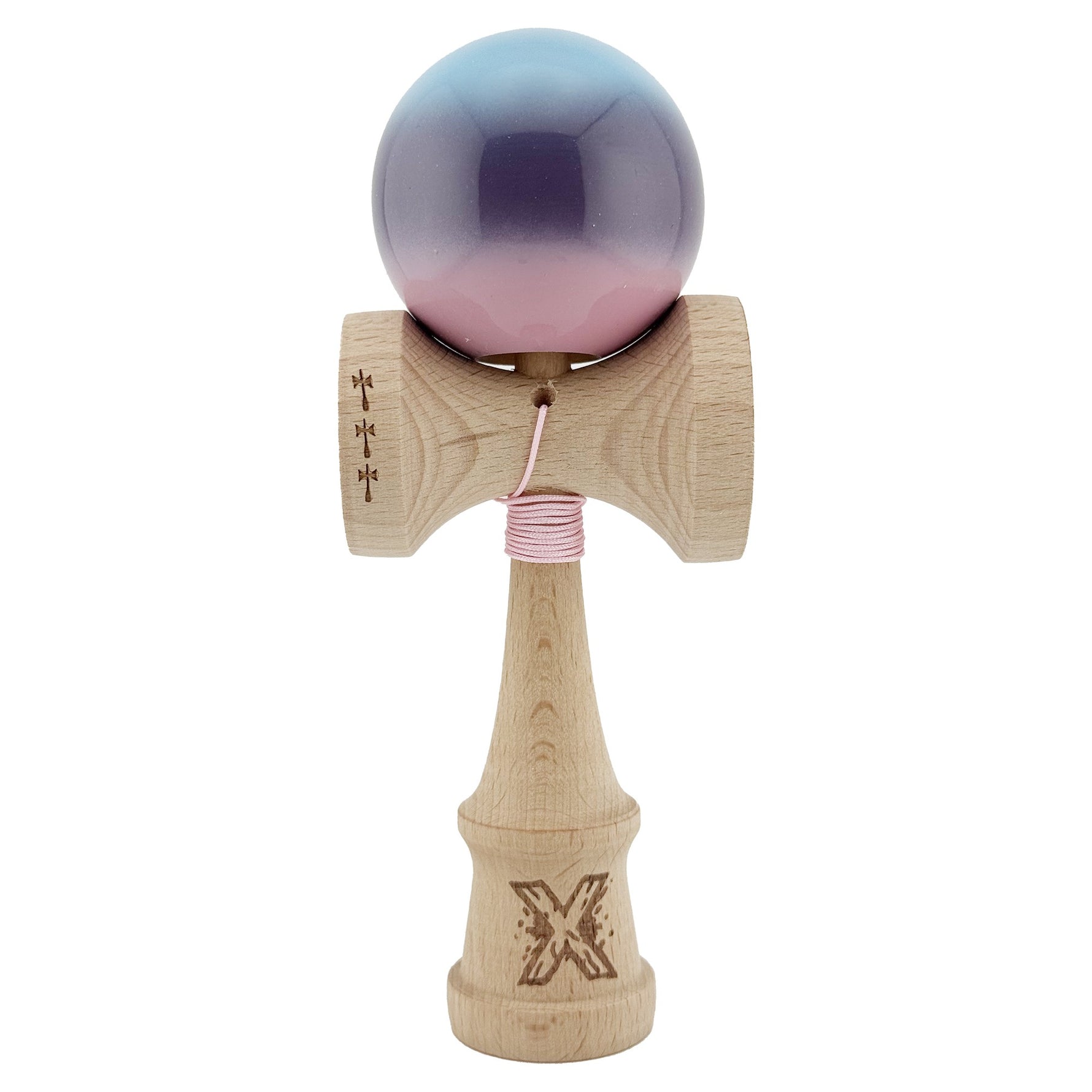 Kendama X Originala, Profesionala, Flippy, Big Cups V2, Super Sticky cu Cupe Mari, din lemn 18 cm, Rulment Metalic cu