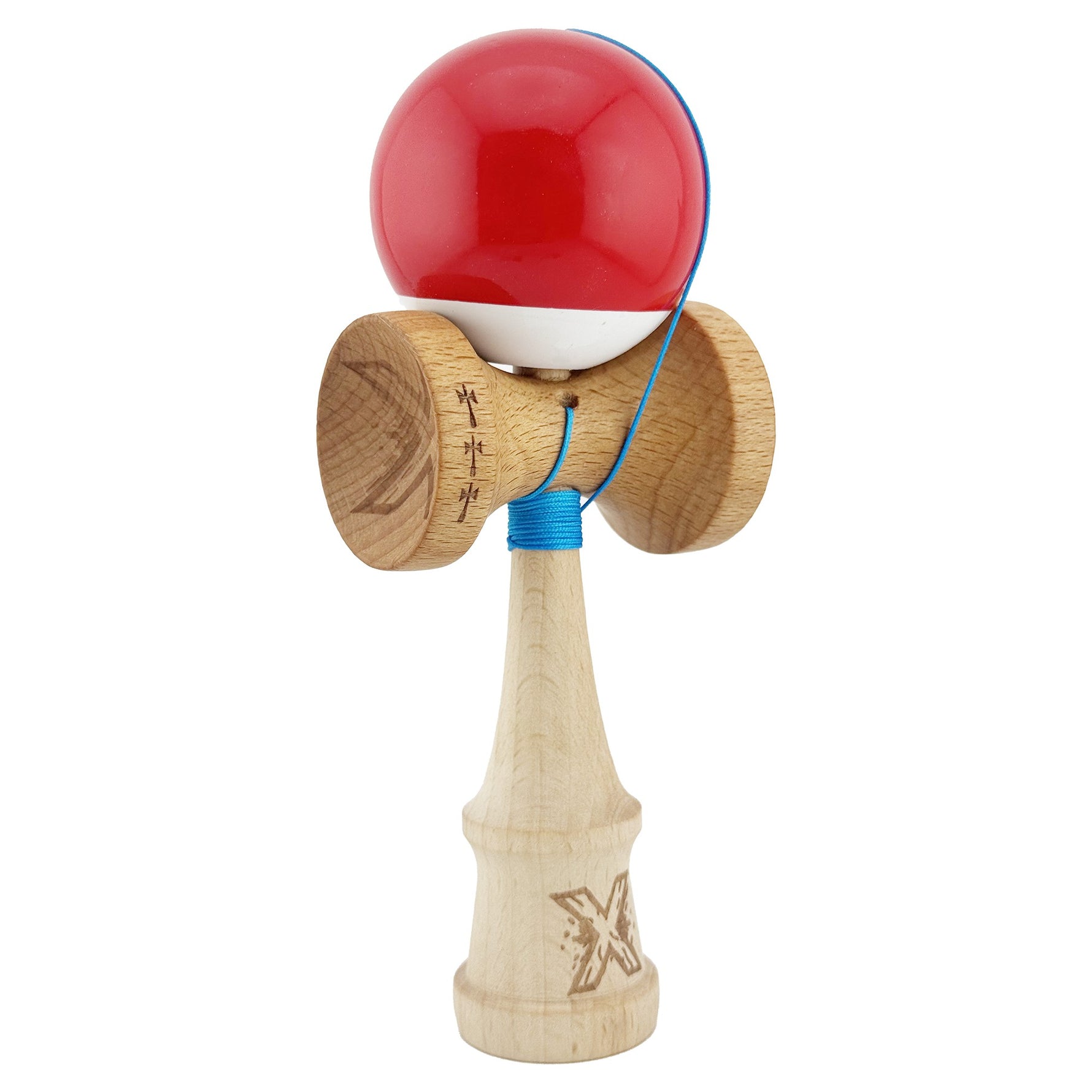 Kendama X Originala, Profesionala, Flippy, Big Cups V2, Super Sticky cu Cupe Mari, din lemn 18 cm, Rulment Metalic cu