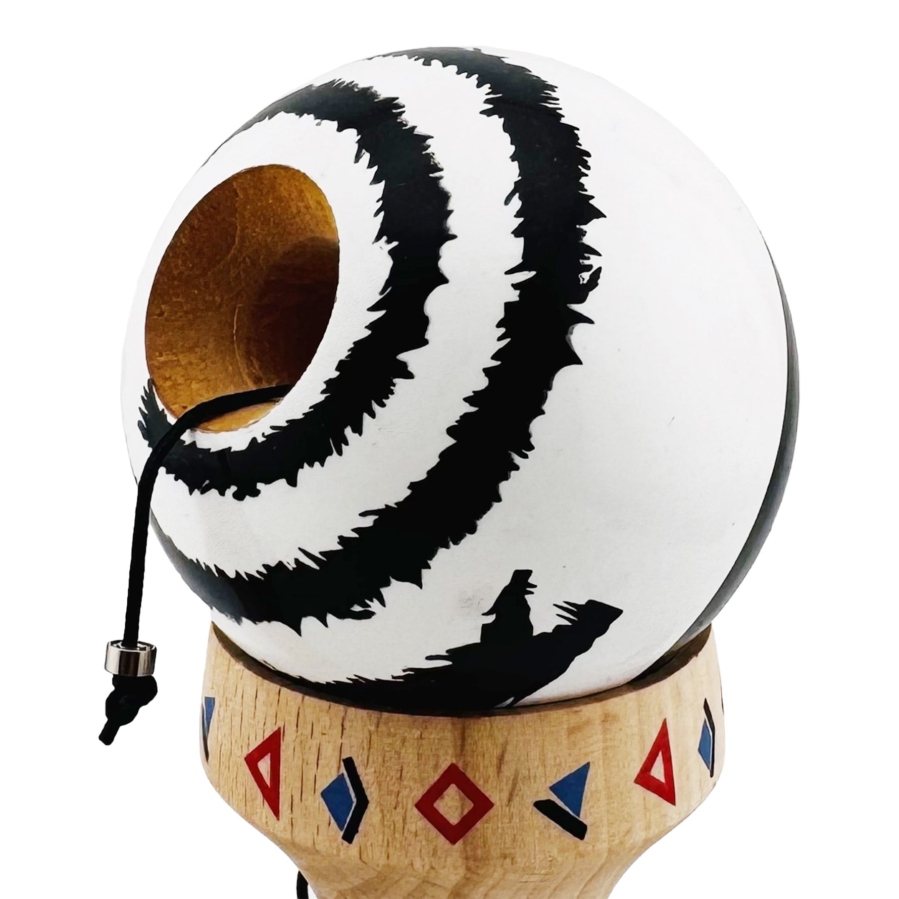Kendama X Originala, Profesionala, Flippy, BLACK DRAGON, Super Sticky cu Cupe Mari KING SIZE V3, Gaura in Baza, Rulment