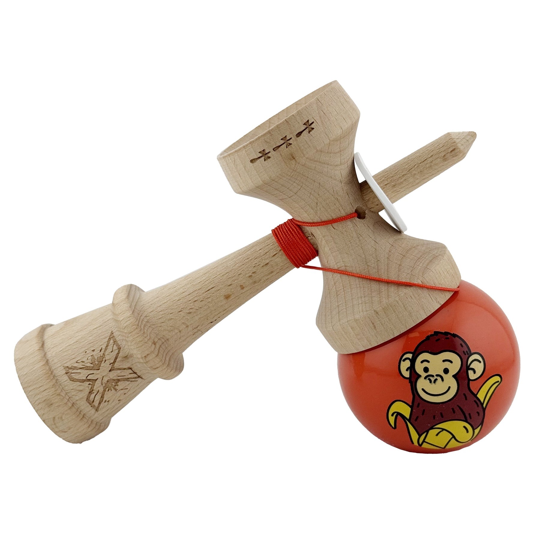 Kendama X Originala, Profesionala, Flippy, Brown Monkey, Super Sticky cu Cupe Mari King Size V3, Rulment Metalic si