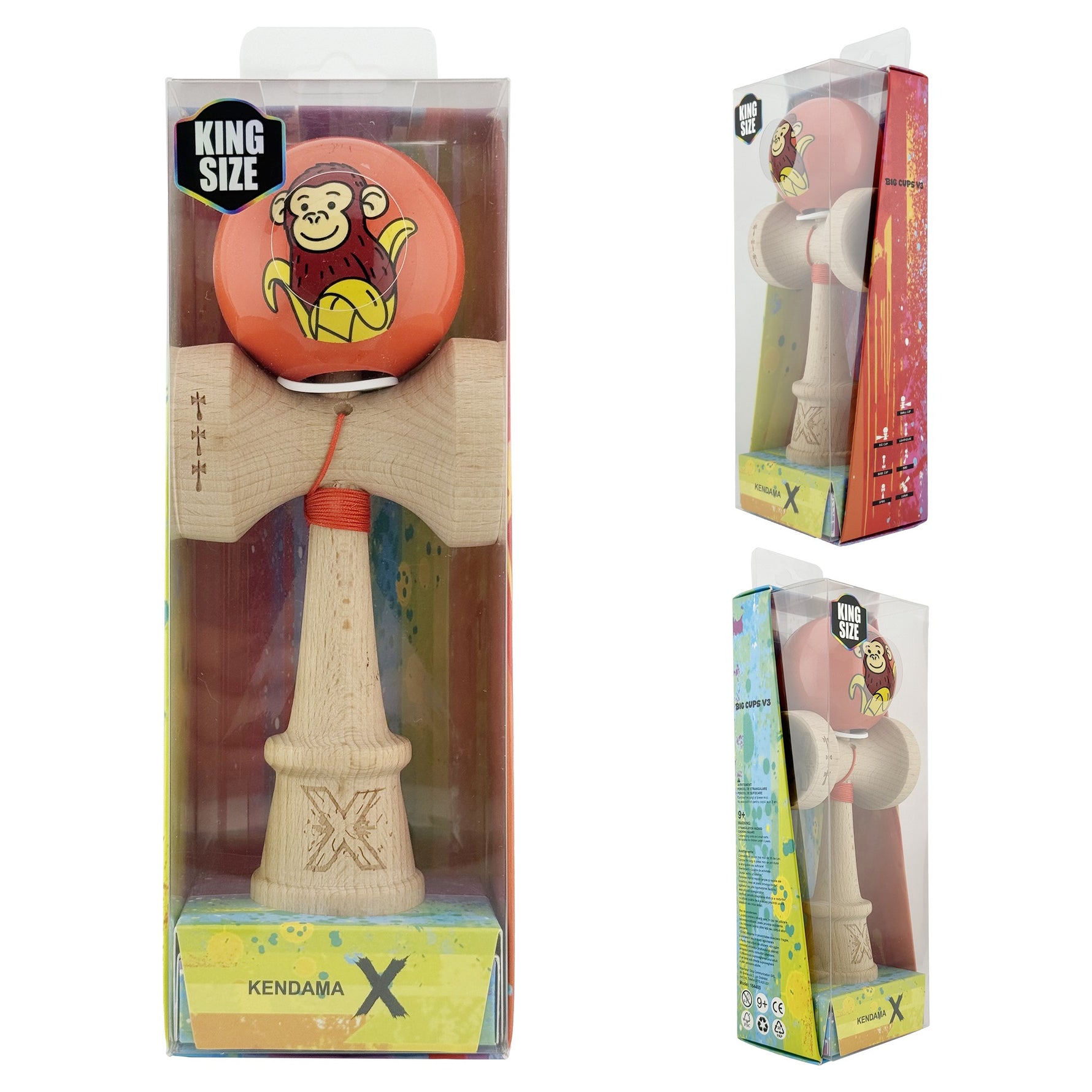 Kendama X Originala, Profesionala, Flippy, Brown Monkey, Super Sticky cu Cupe Mari King Size V3, Rulment Metalic si