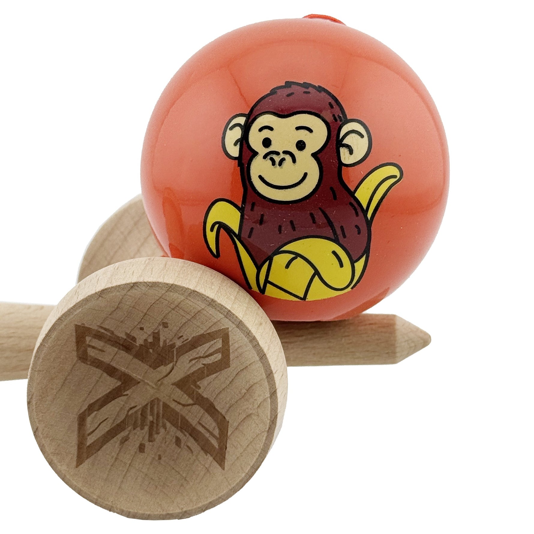 Kendama X Originala, Profesionala, Flippy, Brown Monkey, Super Sticky cu Cupe Mari King Size V3, Rulment Metalic si