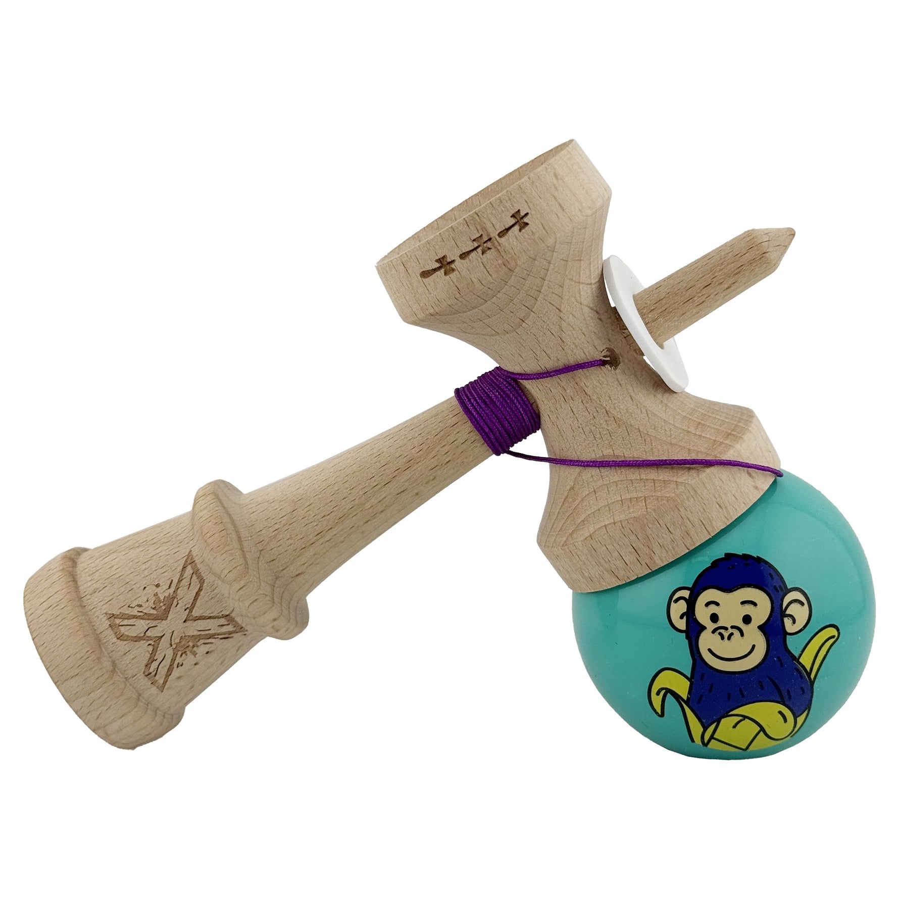 Kendama X Originala, Profesionala, Flippy, Blue Monkey, Super Sticky cu Cupe Mari King Size V3, Rulment Metalic si