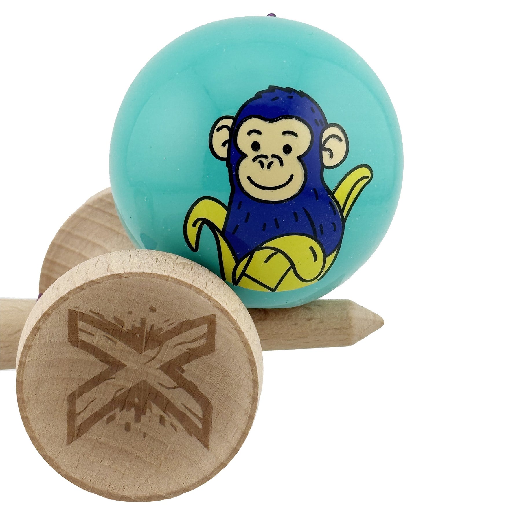 Kendama X Originala, Profesionala, Flippy, Blue Monkey, Super Sticky cu Cupe Mari King Size V3, Rulment Metalic si