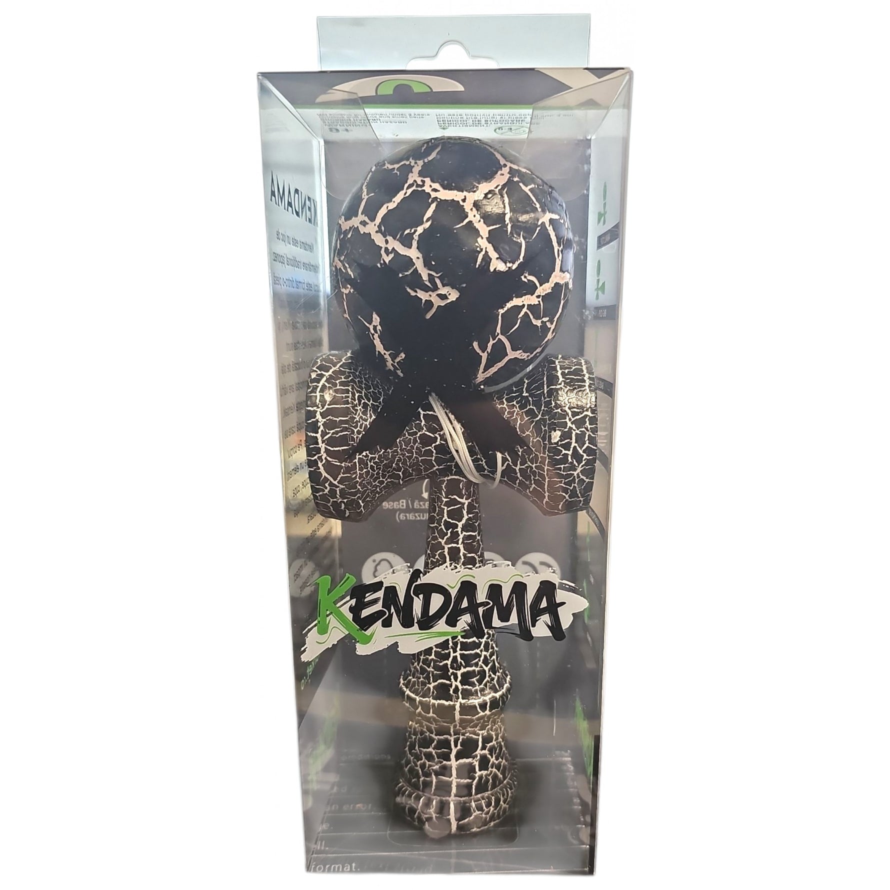 Kendama X Originala, Profesionala, Flippy, Cracked, din Lemn, 18 cm, Negru Alb