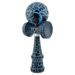 Kendama X Originala, Profesionala, Flippy, Cracked, din Lemn, 18 cm, Negru, Albastru