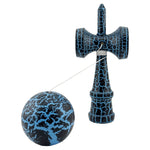 Kendama X Originala, Profesionala, Flippy, Cracked, din Lemn, 18 cm, Negru, Albastru