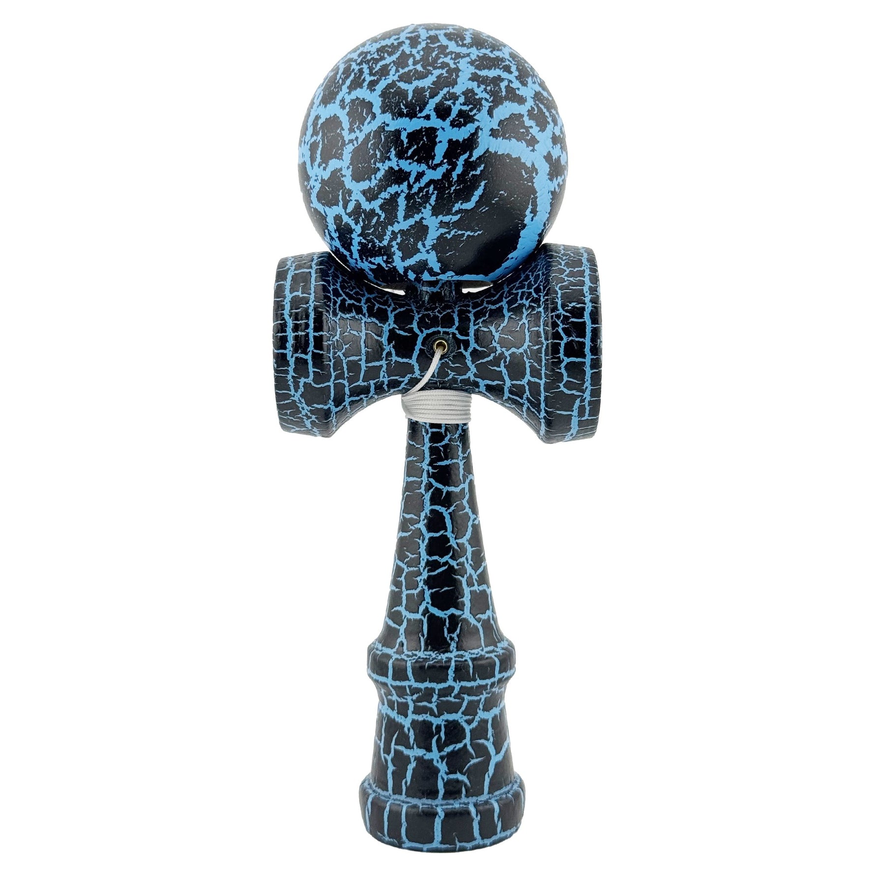 Kendama X Originala, Profesionala, Flippy, Cracked, din Lemn, 18 cm, Negru, Albastru