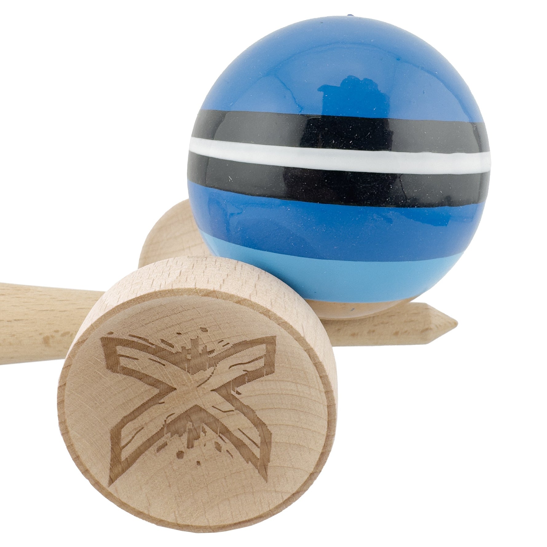 Kendama X Originala, Profesionala, Flippy, SATURN Blue Planet, Super Sticky cu Cupe Mari KING SIZE V3, Gaura in Baza,