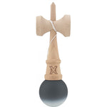 Kendama X Originala, Profesionala, Flippy, din Lemn, Rubber Grip, 18 cm, Alb/Negru