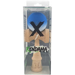 Kendama X Originala, Profesionala, Flippy, din Lemn, Rubber Grip, 18 cm, Albastru/Alb