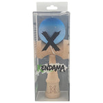 Kendama X Originala, Profesionala, Flippy, din Lemn, Rubber Grip, 18 cm, Albastru/Gri/Bleu
