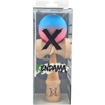 Kendama X Originala, Profesionala, Flippy, din Lemn, Rubber Grip, 18 cm, Albastru/Roz