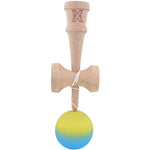 Kendama X Originala, Profesionala, Flippy, 18 cm, Profesionala, +9 Ani, din Lemn, Gradient Galben/Albastru