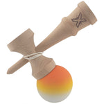 Kendama X Originala, Profesionala, Flippy, din Lemn, Rubber Grip, 18 cm, Gradient Portocaliu/Galben/Alb