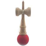 Kendama X Originala, Profesionala, Flippy, din Lemn, Rubber Grip, 18 cm, Rosu/Alb