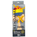 Kendama X Originala, Profesionala, Flippy, din Lemn, Rubber Grip, 18 cm, Rosu/Galben/Albastru