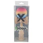 Kendama X Originala, Profesionala, Flippy, din Lemn, Rubber Grip, 18 cm, Roz/Galben/Albastru