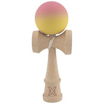 Kendama X Originala, Profesionala, Flippy, din Lemn, Rubber Grip, 18 cm, Roz/Galben