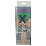 Kendama X Originala, Profesionala, Flippy, din Lemn, Rubber Grip, 18 cm, Verde/Mov