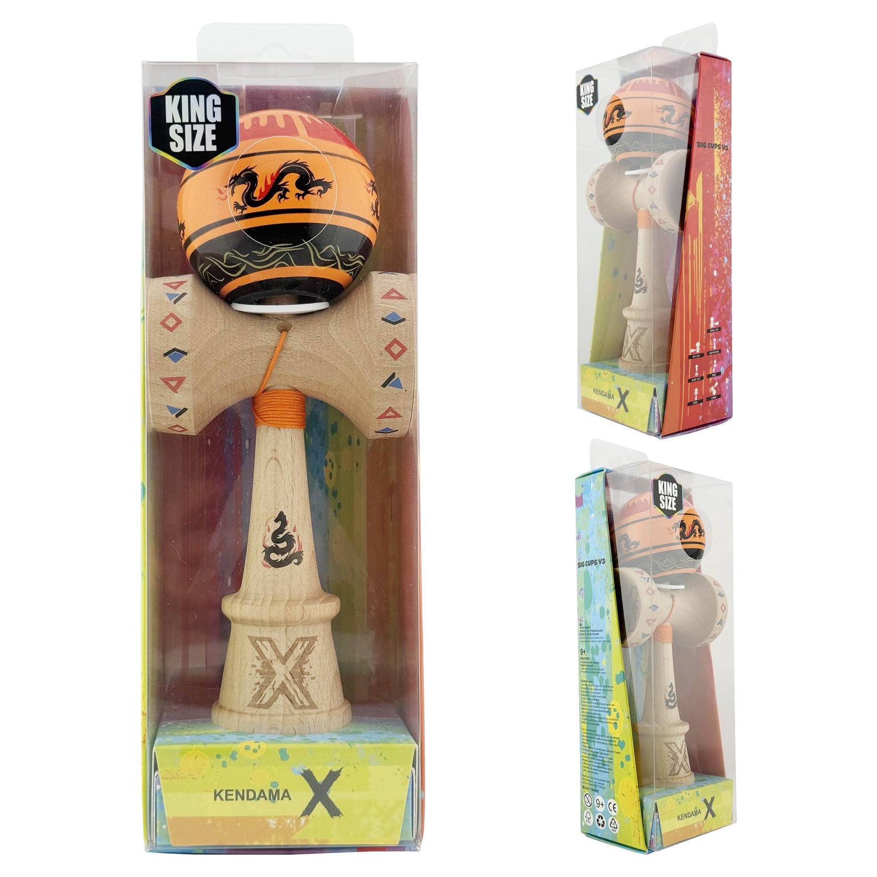 Kendama X Originala, Profesionala, Flippy, DRAGON Series, Super Sticky cu Cupe Mari King Size V3, Rulment Metalic si