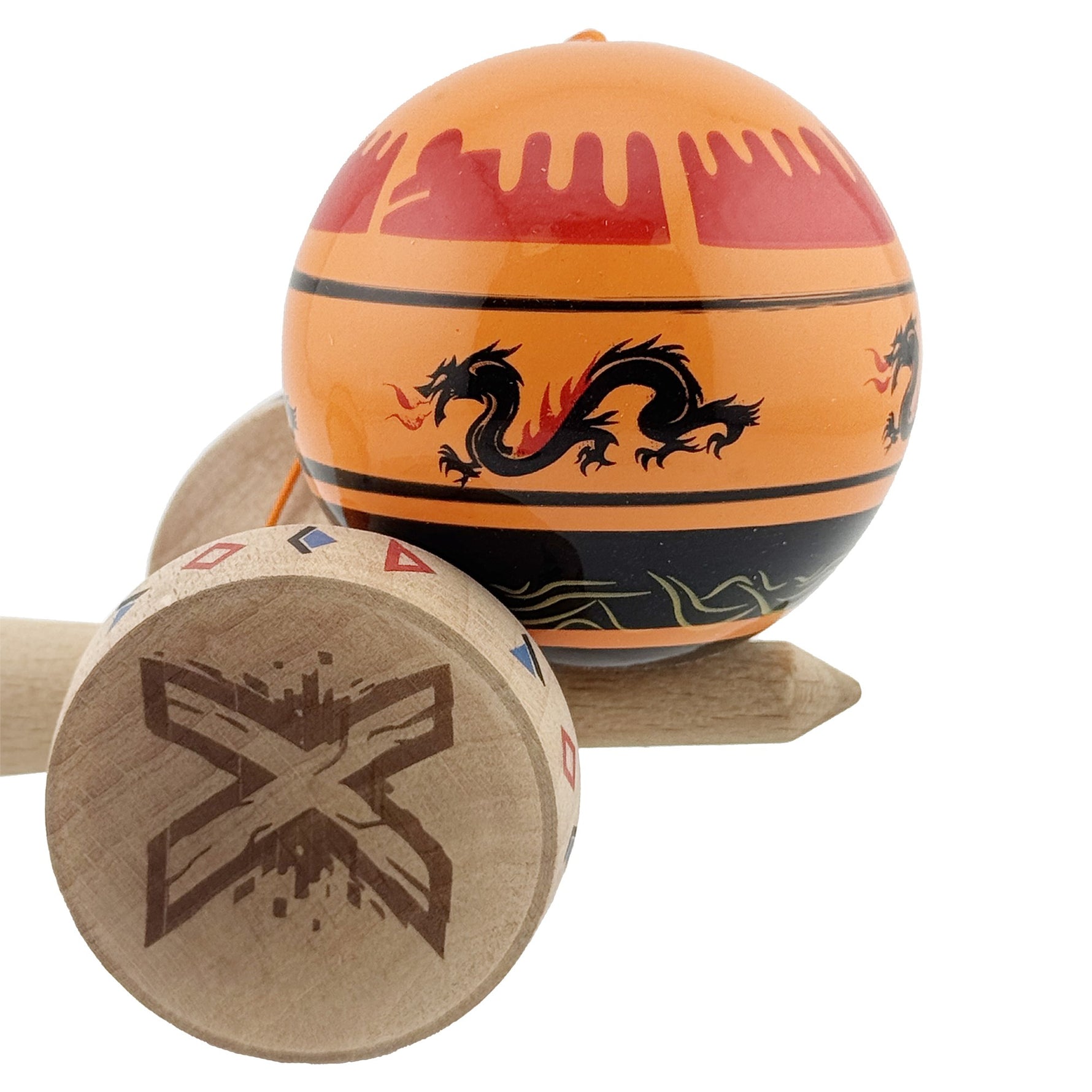 Kendama X Originala, Profesionala, Flippy, DRAGON Series, Super Sticky cu Cupe Mari King Size V3, Rulment Metalic si