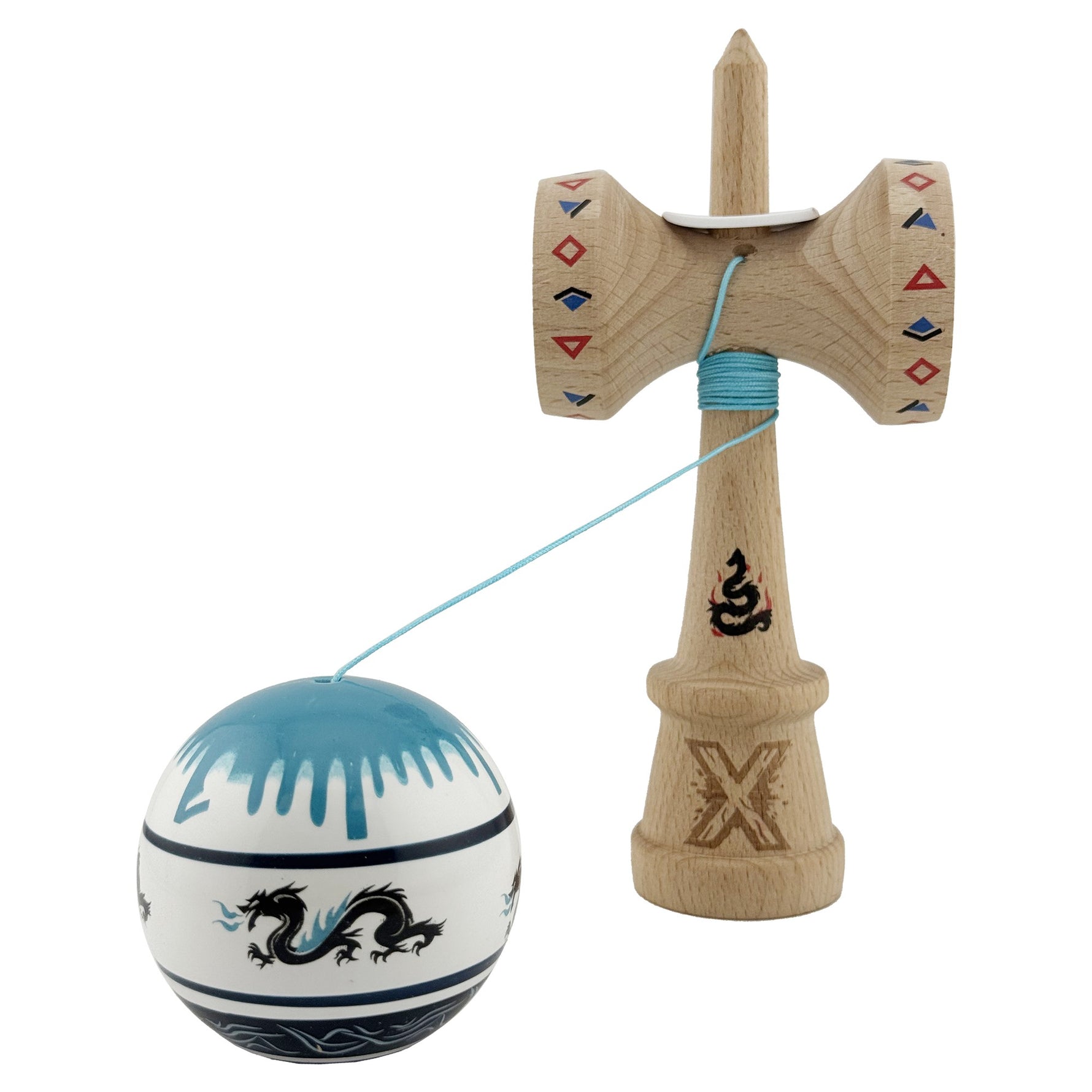 Kendama X Originala, Profesionala, Flippy, DRAGON Series, Super Sticky cu Cupe Mari King Size V3, Rulment Metalic si