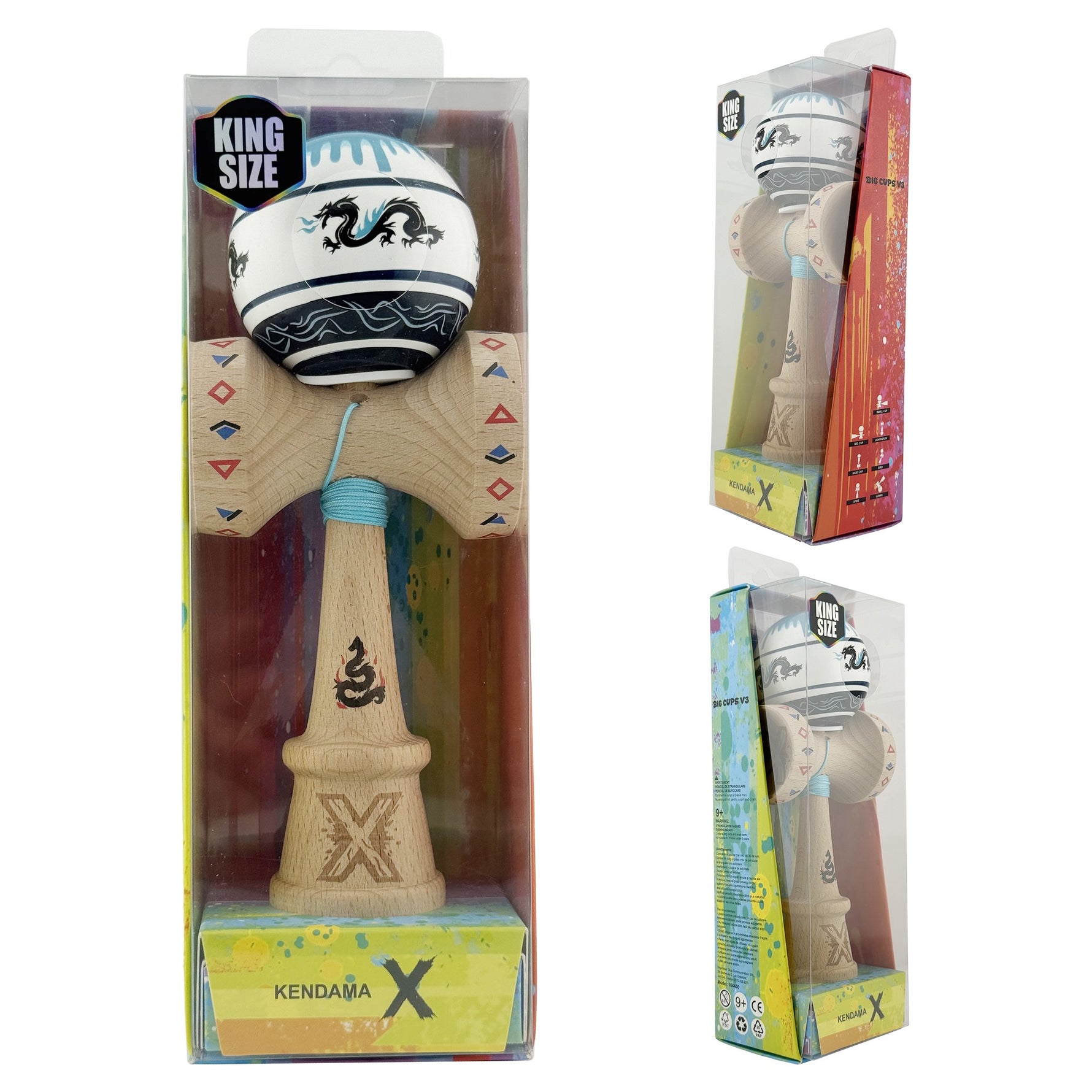 Kendama X Originala, Profesionala, Flippy, DRAGON Series, Super Sticky cu Cupe Mari King Size V3, Rulment Metalic si