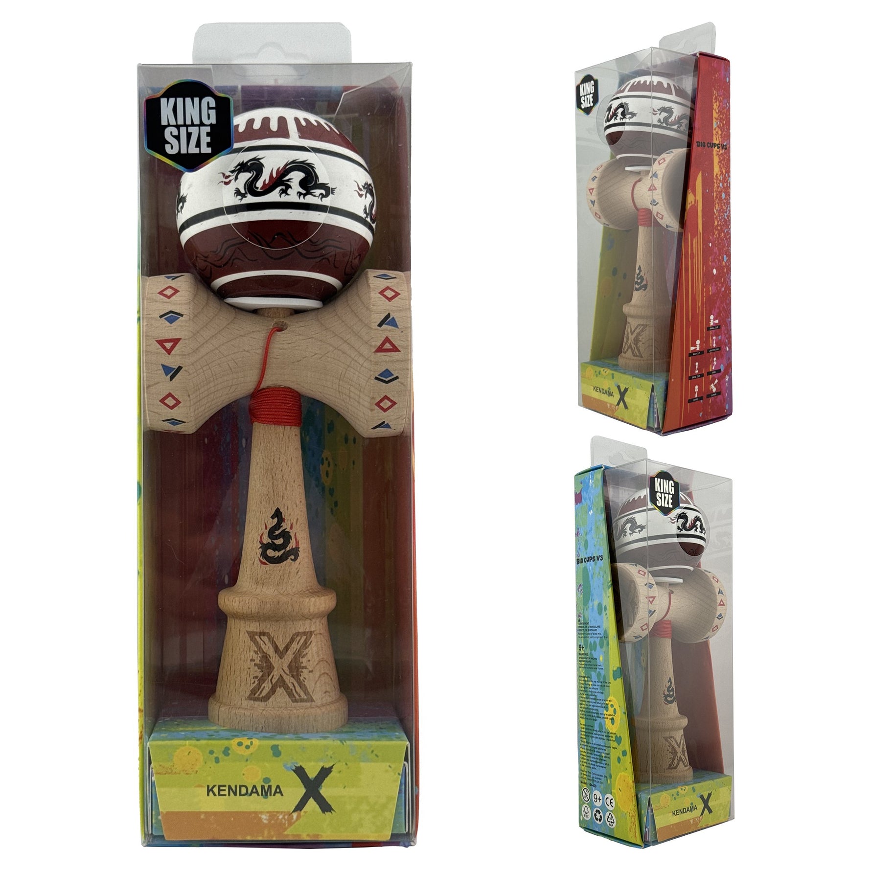 Kendama X Originala, Profesionala, Flippy, DRAGON Series, Super Sticky cu Cupe Mari King Size V3, Rulment Metalic si