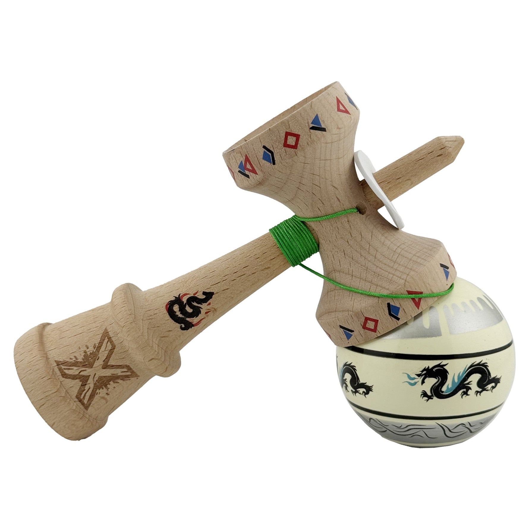 Kendama X Originala, Profesionala, Flippy, DRAGON Series, Super Sticky cu Cupe Mari King Size V3, Rulment Metalic si