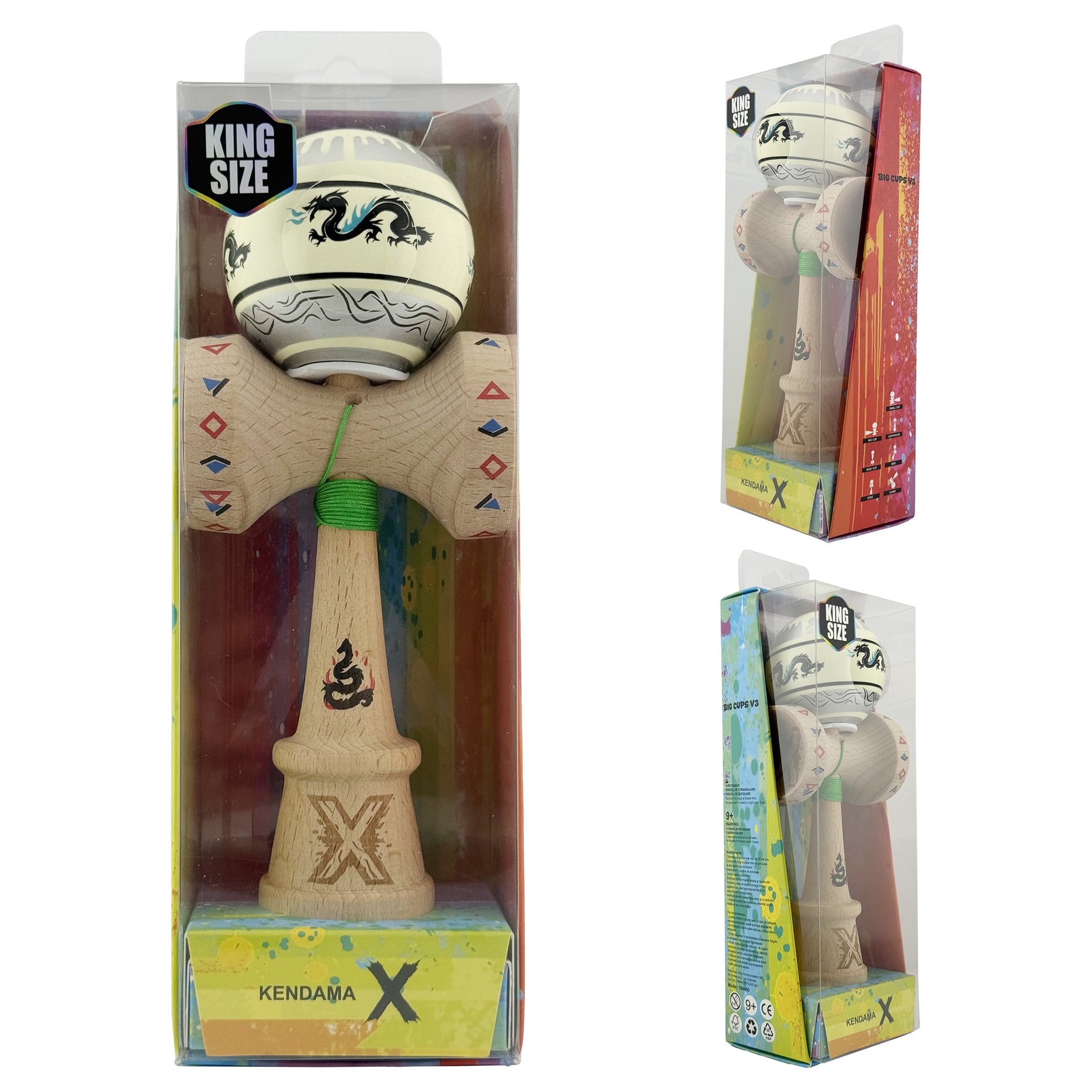 Kendama X Originala, Profesionala, Flippy, DRAGON Series, Super Sticky cu Cupe Mari King Size V3, Rulment Metalic si