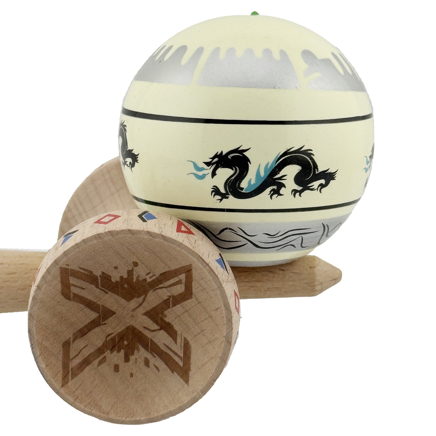 Kendama X Originala, Profesionala, Flippy, DRAGON Series, Super Sticky cu Cupe Mari King Size V3, Rulment Metalic si