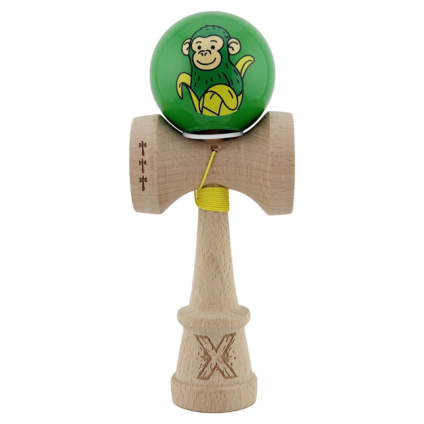 Kendama X Originala, Profesionala, Flippy, Green Monkey, Super Sticky cu Cupe Mari King Size V3, Rulment Metalic si