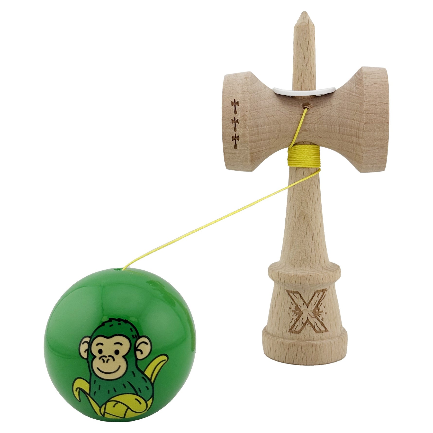 Kendama X Originala, Profesionala, Flippy, Green Monkey, Super Sticky cu Cupe Mari King Size V3, Rulment Metalic si